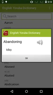 English Yoruba Dictionary android App screenshot 1